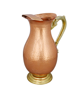 Vaisselle en métal cuivre indien fabriqué à la main Pichet à eau en métal Mugal Pichet à boire pour les avantages ayurvédiques - Product Image 1