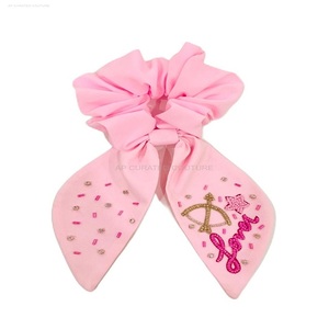 Hermosos Scrunchies de diseñador con cuentas a mano personalizados, accesorios para el cabello bordados a mano para mujeres y niños, Scrunchies con cuentas a la moda - Product Image 3