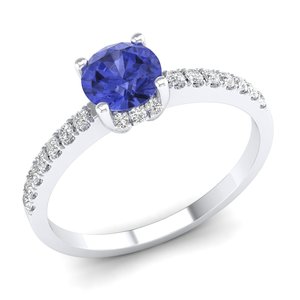 Bagues en Tanzanite Naturelle de Qualité Supérieure REYES en Argent Sterling 925, Bague Solitaire en Moissanite Certifiée GRA pour Femmes - Product Image 2
