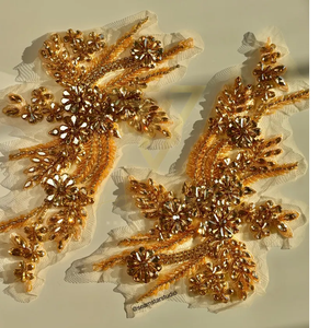 ชุดเดรสงานแต่งงานสำหรับผู้หญิงแผ่นผ้าโพลีเมชปักลายดอกไม้ประดับมุกพลอยเทียมงานปักตามสั่ง - Product Image 6