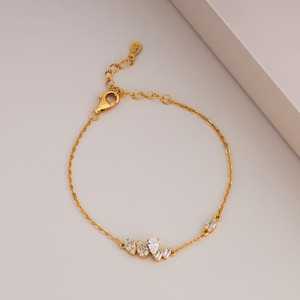 92.5 <b>Silver</b> <b>Bracelet</b> 191291 Rhodium & Gold Plated Diamond & Zircon Key & Number <b>Charms</b> Religious & Ethnic Style for Gifts - Product Image 2