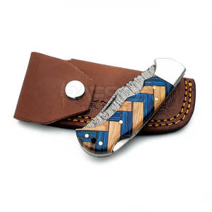 Cuchillo de camping de bolsillo plegable de acero de Damasco multiusos profesional cuchillo de caza táctico multifuncional - Product Image 5