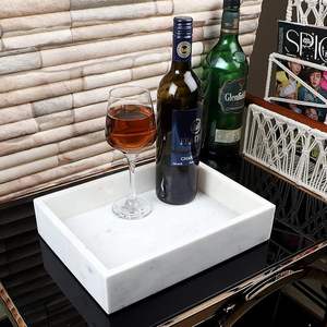 Plateau de service rectangulaire en marbre de luxe au design élégant pour gâteaux, desserts, fruits, chocolats et décorations - Product Image 2