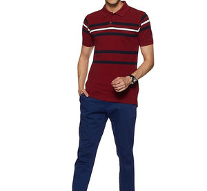 Polo personnalisé OEM pour hommes en coton doux à manches courtes avec logo en tissu tricoté à motif solide pour les polos de bureau quotidiens - Product Image 5