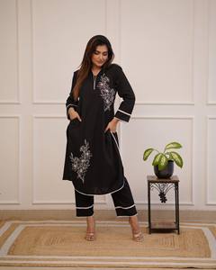 ชุดคุर्ตาสไตล์อินเดียคุณภาพพรีเมียม งานปักด้ายอย่างดี คอเสื้อทรงสูง คุณภาพสูง สวยงาม ราคาขายส่ง - Product Image 4