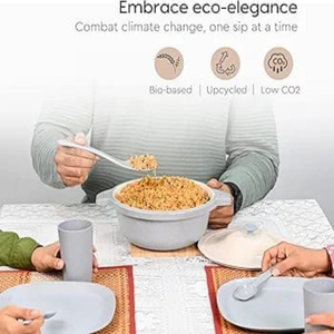 Juego de 4 cuencos de mezcla de cerámica, capacidad de 1000 ML, respetuosos con el medio ambiente y sin BPA, blanco mate y negro, personalizables para fiestas - Product Image 2