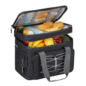 Large Leakproof Portable Travel Cooler Bag Soft-sided Collapsible Beach Cooler Grocery Camping Road Trips Picnics