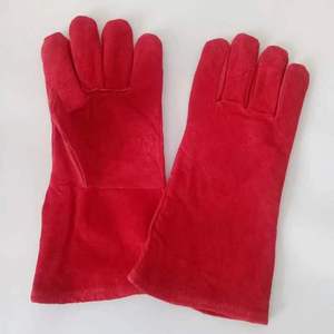 Dilpasand Bonneterie Rouge Sécurité TIG Gants de Soudage avec Doublure en Coton Pouce Droit Cuir 16 Pouces - Product Image 5