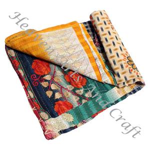 Kantha <b>Quilt</b> Gudari Kantha <b>Quilt</b> Gudari Hot Selling Wholesale Gold Supplier GD2061 Handmade Kantha <b>Quilt</b> Cotton Printed <b>Indian</b> - Product Image 2