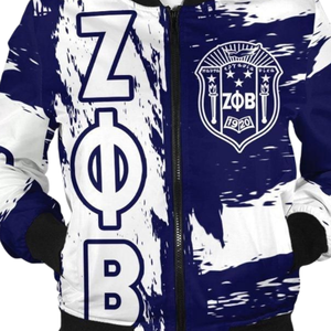 Chaqueta de Punto Satinado Zeta Phi Beta para Mujer, Azul y Blanco, Bordado con el Escudo de la Hermandad ZPB 1920, Prenda Griega Premium, Chaqueta Universitaria de Nailon - Product Image 4