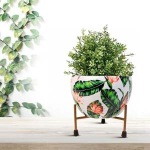 Elegantes macetas de metal Premium contemporáneas con soporte, atractivas macetas de hierro hechas a mano, diseño decorativo duradero de lujo - Product Image 6