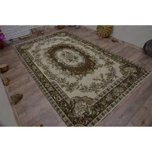 Tapis turc grand format 5,9x9,6 pieds, vintage, écologique, beige, marron, patchwork, en laine, avec envers en latex - Product Image 2