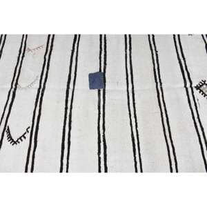 Tapis plat en laine tissé moderne blanc noir de 6.8x9.2 pieds Design patchwork turc pour les décorations de salon des adolescents avec support en latex - Product Image 5