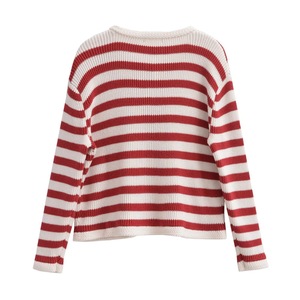 Wholesale <b>Lightweight</b> Autumn and Winter Retro Striped Knitted <b>Cardigan</b> Loose Short Small Fragrance Women's Sweater - Product Image 2