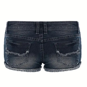 2025 Nueva calidad 100% algodón azul Mujer Pantalones cortos de mezclilla no elásticos de tiro bajo-pantalones cortos casuales de verano para mujer - Product Image 2