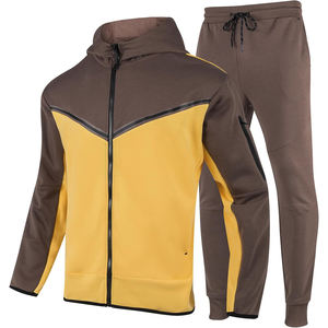 ชุดกีฬาผู้ชายแบบสองชิ้น ผ้าระบายอากาศดี พร้อมแจ็คเก็ตซิปเต็มตัวและกางเกงจ็อกเกอร์ทรงสอบ เหมาะสำหรับการวิ่งและออกกำลังกาย - Product Image 1