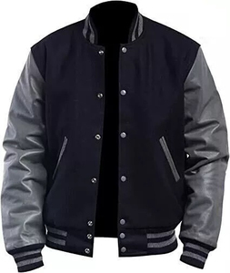 Personalizado para hombre Casual Letterman estilo Varsity Chaquetas Chaqueta para los hombres de invierno Stand Collar mangas de cuero frente Logo Mega Empire - Product Image 1