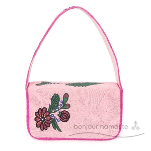 Borsa da donna ispirata al Designer floreale | Borsa di tendenza ricamata a mano artigianale | Disegno floreale rosa - Product Image 4