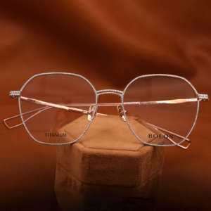Designer Unisex Hexagonal <b>Eyeglasses</b> Fashionable Alloy Spectacles with Moissanite Studs for Everyday Wear - Product Image 1