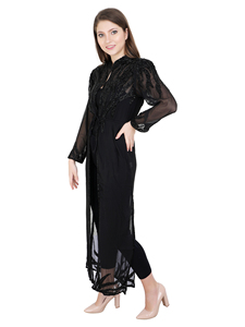 ชุดเดรสอาบายาของผู้หญิงแบบเปิดสไตล์อาหรับชั้นสูงของ2024ชุดเดรสแขนยาวประดับลูกปัดสไตล์โมร็อกโกคาฟตันระบายอากาศได้ดีสำหรับงานปาร์ตี้ที่ทันสมัยที่สุด - Product Image 3