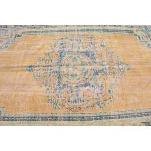 Turkish Vintage Large Rug 5.2x8.3 ft (159x253 cm), <b>Yellow</b> Bordered Rug - Product Image 4