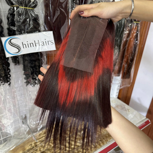 SHIN HAIRS Mélange de Cheveux Humains Vierges Vietnamiens Rouges et Noirs, Closure en Dentelle / Lots Complets pour Femmes Noires - Product Image 1