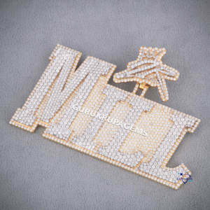 Personnalisé 925 Sterling Silver Bail Design Lettre Pendentif Moissanite Diamant Exquis Fine Rhodium Charms pour Hommes pour les Fêtes - Product Image 5