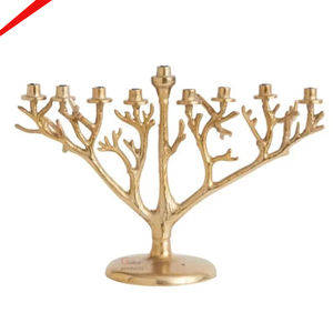 Venta caliente Rose Gold 5 Branch Metal Menorah Hanukkah Candle Stand para Temple Home - Product Image 5