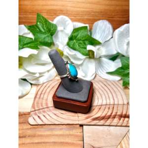 Handmade Boho Gemstone <b>Ring</b> Navajo-Made Red Skin Turquoise & Sterling <b>Silver</b> <b>Emerald</b> Cut Diamond Shape Size 7.25 Everyday Wear - Product Image 2