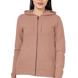 Las sudaderas con capucha y cremallera de algodón 100% para mujer más vendidas OEM ODM ropa de calle ligera de secado rápido manga completa logotipo personalizado Sudadera con capucha para mujer - Product Image 1
