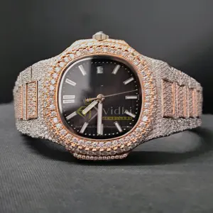 Luxury Mechanical Automatic 925 Sterling Silver 2023 Hip Hop Top Brand Luxury Iced Out Watch Pass Diamond Tester Full Diamond