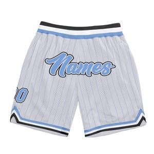 Industrie Direct Engro Sportswear Confortable Personnalisé Blanc Bleu Clair Pinstripe Bleu Clair-Noir Authentique Basketball Shorts - Product Image 1