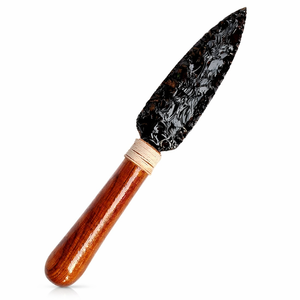 Couteau en obsidienne noire de 10 pouces, fait à la main, avec manche en bois, écologique, de haute qualité, outil de survie, de rituel et d'artisanat, en provenance d'Inde - Product Image 1