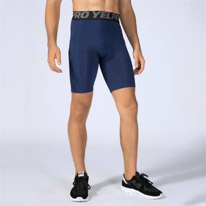 Pantalones cortos ajustados deportivos para gimnasio con cintura elástica para hombre, pantalones cortos de compresión para correr de poliéster con estampado de longitud media de secado rápido, envío DDP - Product Image 1