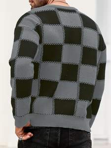 Suéteres de Hombre Última Moda 2025, Cuello Redondo Informal, Texturizado, Manga Larga, Bloques de Color, Estilo Vintage, Jersey de Punto, Prendas de Moda - Product Image 5