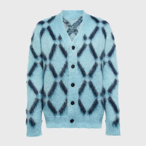 Suéter de Punto Jacquard Afelpado con Botones, Cárdigan de Manga Larga Extra Grande para Hombre, de Alta Calidad, con Logotipo Personalizado para Invierno, OEM/ODM - Product Image 2