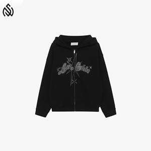 2025 nuevas sudaderas con capucha para hombre, venta al por mayor, sudaderas con cremallera y diamantes de imitación, venta al por mayor, logotipo personalizado, sudaderas con capucha de algodón para hombre - Product Image 5