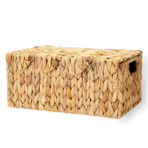 Boîte de rangement pliable en jacinthe d'eau avec couvercle, boîte cadeau artisanale avec de nombreux motifs - Product Image 1