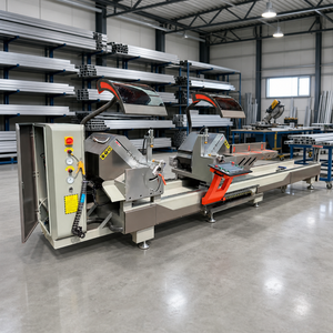 Scie de découpe de précision à double tête YBKE pour portes et fenêtres en aluminium, longueur 370-4200 mm, 45-90 degrés, contrôle PLC - Product Image 1
