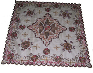 Cutwork Organza cubierta de mesa hecha a mano Zari bordado mantel oblongo con diseño Floral antiguo para lujo - Product Image 2