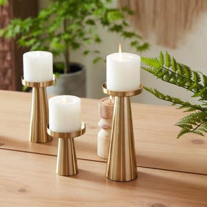 <b>Set</b> 3 Customized Size Aluminium Gold <b>Candle</b> Holders Unique Latest Design for Home Decoration Wholesale Tabletop Tabletop Stand - Product Image 1