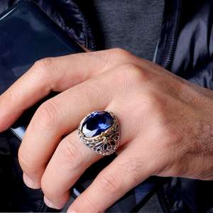 Turkish Vintage <b>Mens</b> Luxury 925 Sterling <b>Silver</b> Gemstone <b>Ring</b> Wedding & Party Customized Size Wholesale Jewelry From Turkey - Product Image 4