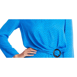 Top a Maniche Lunghe con Cintura Vince Camuto da Donna, Modello Ditsy Fragments, Blu Tinta Unita, Taglie S e XL, in Maglia e Chiffon per Ufficio, Autunno Primavera - Product Image 3