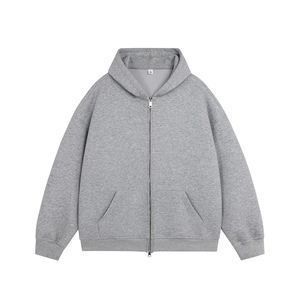 Sweats à capuche pour hommes personnalisés avec fermeture éclair, taille plus, épaules tombantes, 100% coton, motif uni décontracté, hiver, pour sweats à capuche pour hommes - Product Image 1