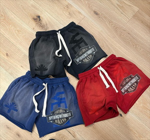 Ropa de calle de verano para hombre, pantalones cortos, parche bordado personalizado, diseño de serigrafía, tejido de punto desteñido al sol, conjunto de ropa de abrigo de felpa francesa - Product Image 4