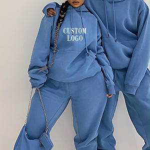 Custom Logo Fashion Sportswear Two Piece Lounge Wear Set Unisex <b>Hoodie</b> Tracksuit Set Women's Zipper <b>Hoodie</b> and Joggers - Product Image 2