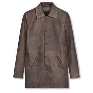 แจ็กเก็ตหนังแฟชั่นสำหรับผู้ชายแจ็กเก็ตหนังแท้สีล้วนสำหรับฤดูหนาวแจ็กเก็ตหนังแท้ - Product Image 1