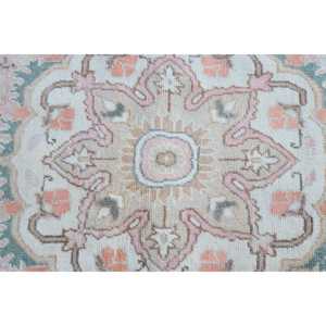 พรมสไตล์วินเทจตุรกี ขนาด 3x6 ฟุต สีขาวน้ำเงิน พรมขนสัตว์แท้ - Product Image 5