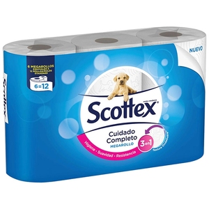 Papier toilette Scottex - Pâte de bois vierge gaufrée, douceur irrésistible, 63 rouleaux (12 rouleaux/paquet) - Product Image 6