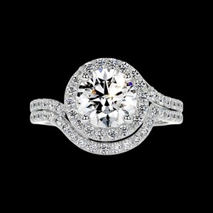 Round Diamond Halo Bridal <b>Set</b> <b>For</b> <b>women</b> - Product Image 5